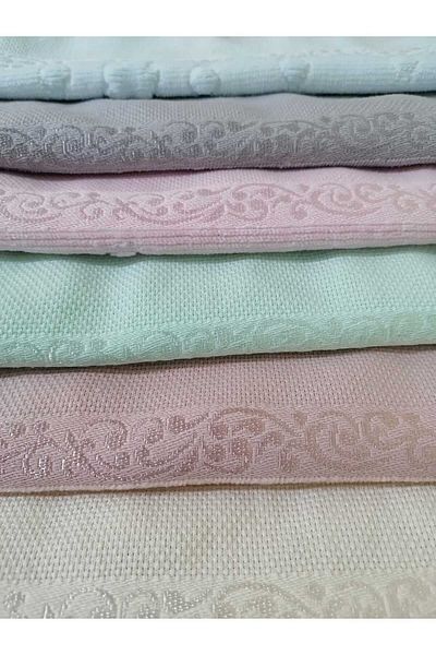 AYHOME 6 Pieces 50x90 Etamine Jacquard - Fringed Soft Hand Face Towel Cross Stitch Embroidery Towel