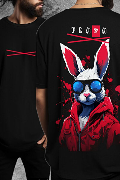 Wish BF تي شيرت كبير الحجم مطبوع عليه بلايا