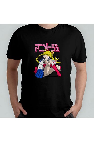 Pixxa Μπλουζάκι Sailor Moon Moon Warrior με μοτίβο 100% βαμβακερό λαιμόκοψη - Μοντέλο 2