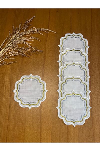 Smiling Home 6Pcs Linen Ecru Color Stylish Dubai Model Cocktail Presentation Napkin