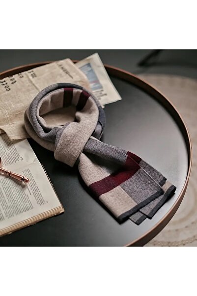 Boho Men's Scarf Made of cotton and Wool Blend,Thick Elastic Keffiyeh Resistant to Wind and Cold