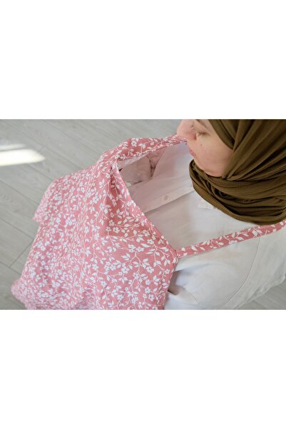 runbaby (75X75 cm) Natural Single Layer Muslin Nursing Cover with Adjustable Strap - Pink Flower