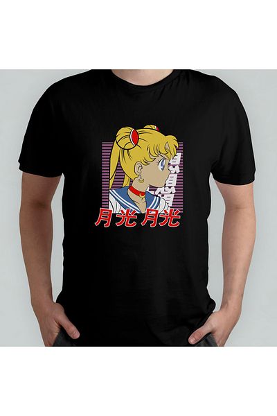 Pixxa Μπλουζάκι Sailor Moon Moon Warrior με μοτίβο 100% βαμβακερό με λαιμόκοψη - Μοντέλο 4