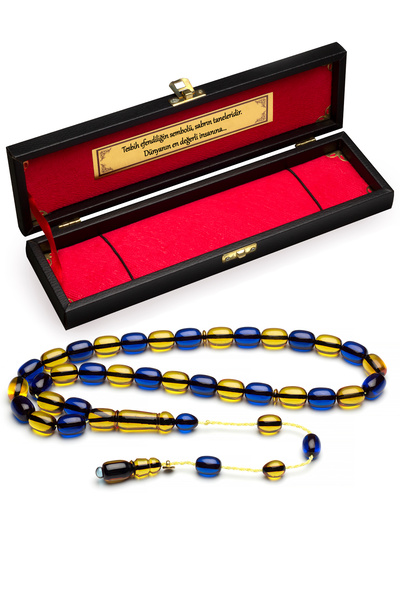 OTTOTESBİH Rozariu certificat galben bleumarin 8x11mm din chihlimbari de foc