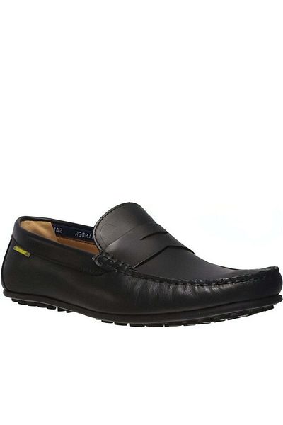 SALAMANDER Black Moccasins Mens Shoes