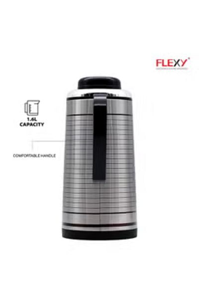 flexy Stainless Steel Insulated Vacuum Flask Silver/Black 1.6Liters