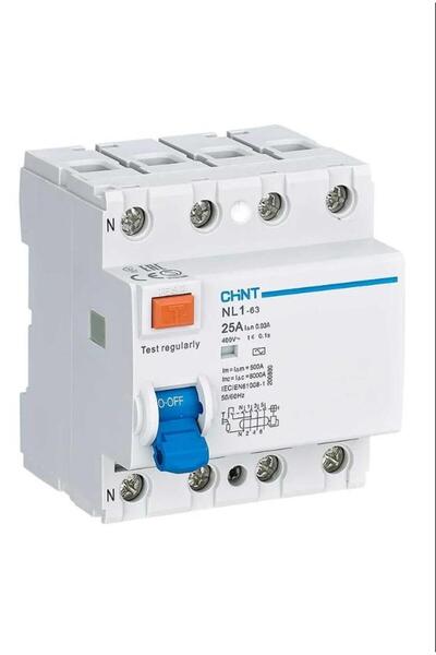 chint Three Phase Residual Current Protection Relay - 4P 25A 30Ma 6Ka Cock 200223