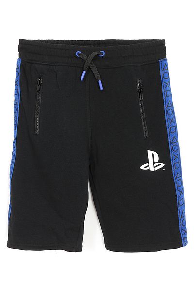 DobaKids Playstation Printed Boy's Shorts with Zipper Pocket and Side Stripe Detail Black