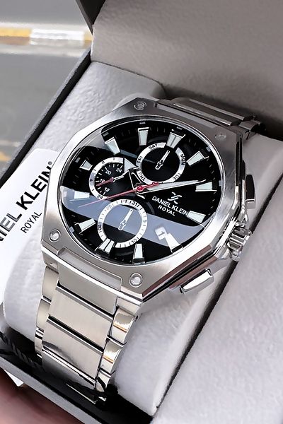 Daniel Klein Men's Wristwatch 3 Atm Waterproof Silver Color Steel Cord Gift Bracelet Dkh4596C6