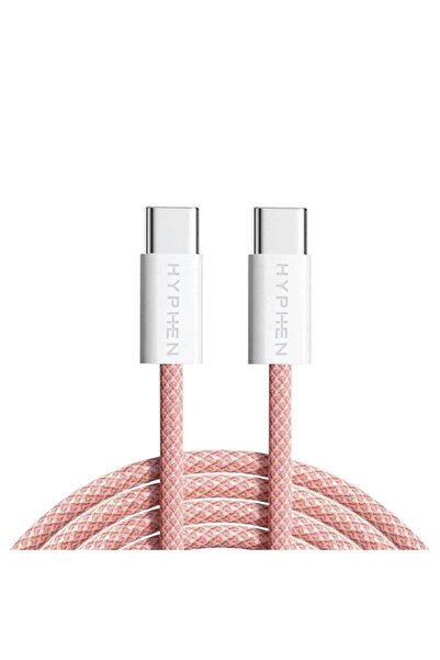 HYPHEN كابل VIBE Braided Type C to C - 60W - وردي - 1 متر