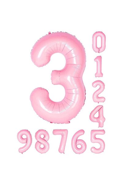 aşkın concept Folyo Balon 3 Rakamı Helyum Balon 76 Cm Pembe Renk - 3 Yaş Balo...