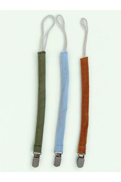 runbaby 3 Pieces Run Baby Muslin Pacifier Strap