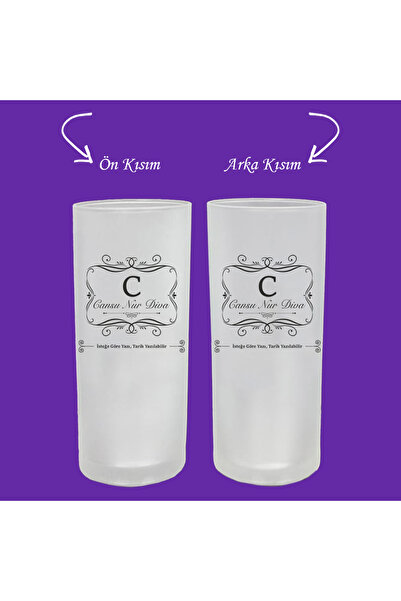 Ceymas Hediyelik İsme Özel İsim Harf ve Yazı Yazılabilir Buzlu Rakı Bardağı -...