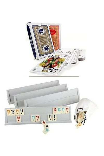 ErginGroup Large Size Stoned Plastic Okey Set 43 cm Playing Cards