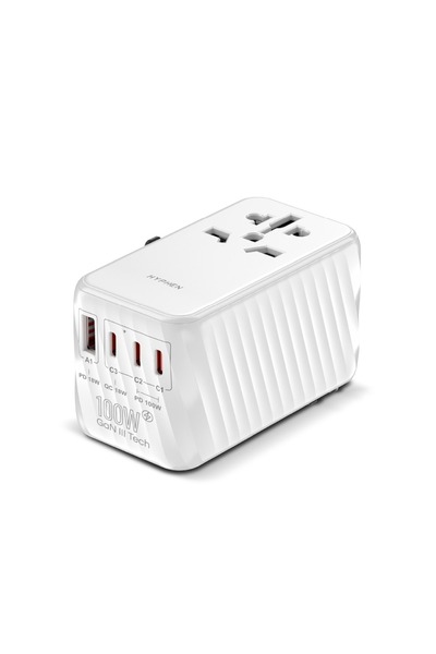 HYPHEN CHARGEPOINT GaN Universal Travel Adaptor 100W - White