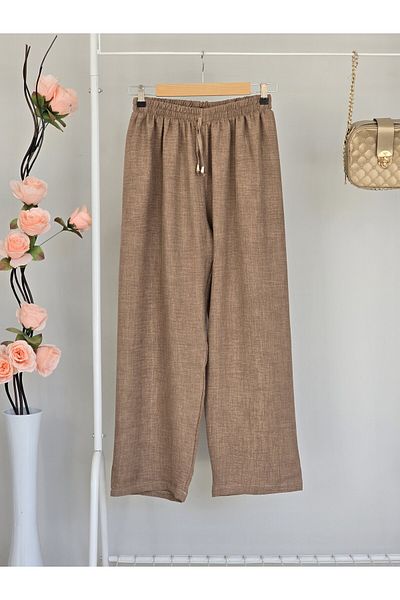 ENDAMIM Linen Pant Large Size Comfortable Fit Without Cover Waist Elastic Size 40-50