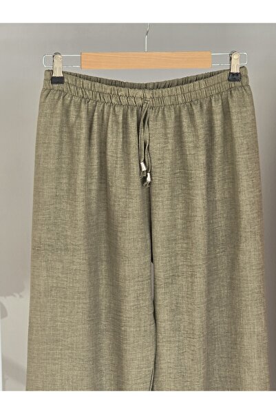 ENDAMIM Linen Pant Large Size Comfortable Fit Without Cover Waist Elastic Size 40-50