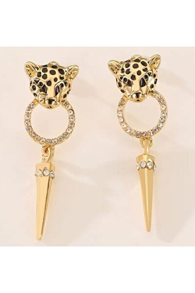 Dgt Luxury Yapay Elmas Detaylı Leopar Temalı Küpe