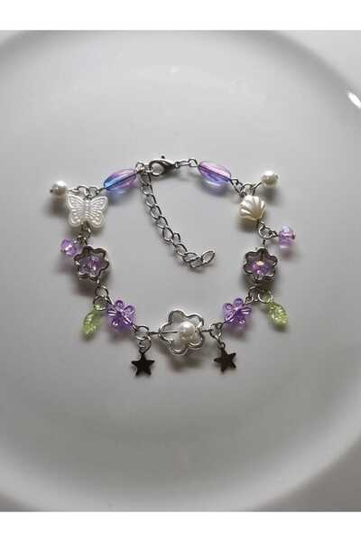 Crosswonder Purple Flower Fairycore Bileklik y2k