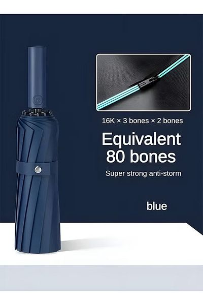 Taimi Umbrella For Protection From Rain And Sun Folding Automatic Umbrella Waterproof Windproof blue