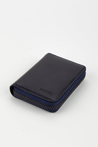 Fossil Kutulu Hakiki Deri Lacivert Fermuarlı El Portföyü Kartlık Cüzdan