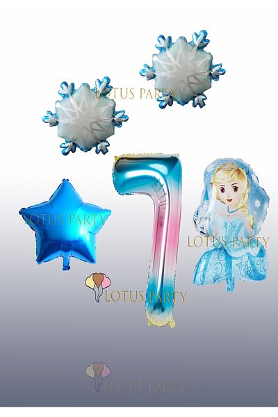LOTUS PARTY Σετ μπαλονιών με θέμα Snowflake Princess - Crystal Foil Balloon Princess Girl Foil Balloon Age 7