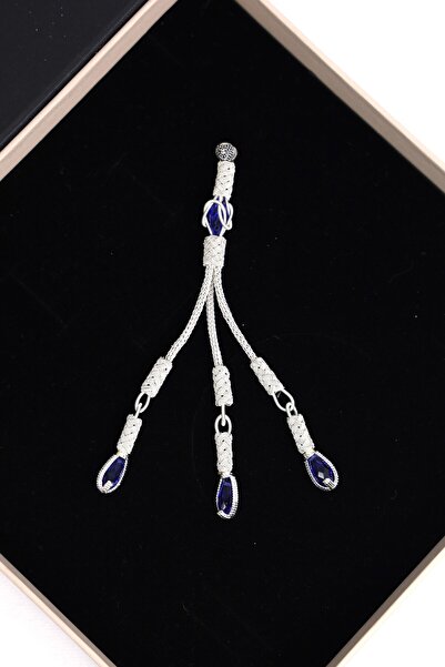 Black Sea Port Özel Tasarım 3 kamçılı Mavi Zirkon Taşlı El Örmesi Kazaz İmame Püskül