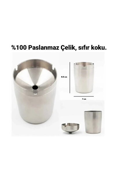 PİNHAN 5'li Paslanmaz Çelik Kokusuz Küllük Avantaj Seti - Plastik İçermez  (OTO, EV, OFİS, BAHÇE)