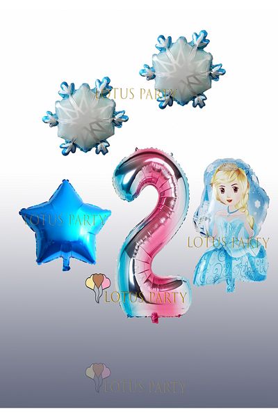 LOTUS PARTY Σετ μπαλονιών με θέμα Snowflake Princess - Crystal Foil Balloon Princess Girl Foil Balloon Age 2
