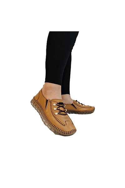Voyager 9871 Light Brown Genuine Leather Beaded Shoes