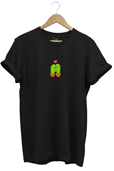 Wish BF Cute Lover Cactus με τύπωμα Minimal Regular Fit 100% Βαμβάκι T-Shirt