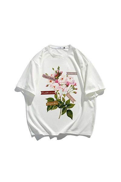 Jose Clothing Tricou alb de damă, cu decolteu rotund, cu decupaj supradimensionat