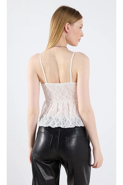 MAXLEVEL MODA Transparent Lace Bluz with Fyonk Detail