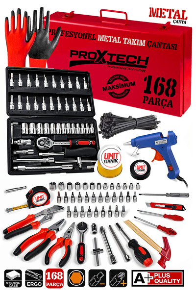 PROXTECH Metal Çanta 168 Parça Premium Full Takım 46Lokma Set PenseYankeski,T...