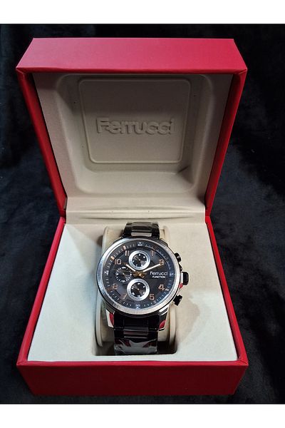 Ferrucci Ferrucci̇ Function Active Function Black Original Steel Men's Wristwatch