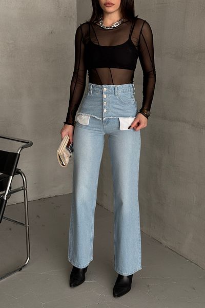 XRAY JEANS Blugi Palazzo B. Blue cu buzunare pentru femei