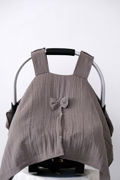 runbaby 75X100Cm Name Embroidered Muslin Stroller Cover - Double Layer Anthracite
