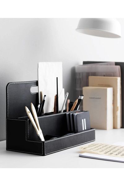 IKEA Органайзер за бюро 32x16x23 см IKEA Поставка за моливи, органайзер с отделение, черна кутия за организиране