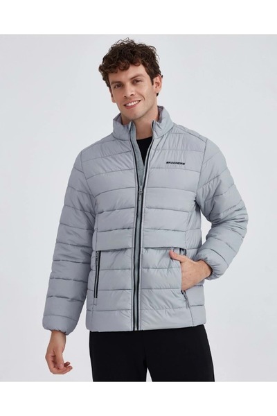 SKECHERS M Outerwear Padded Jacket Mont S231242 Erkek Günlük Mont GRİ