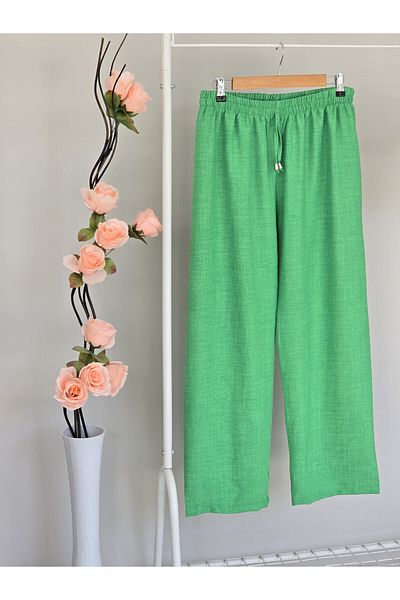 ENDAMIM Linen Pant Large Size Comfortable Fit Without Cover Waist Elastic Size 40-50