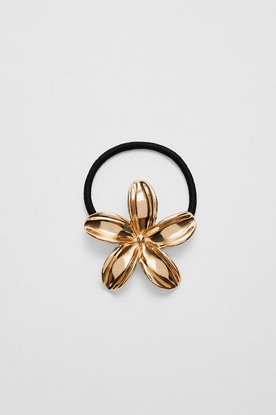 Stradivarius Metallic maxi flower scrunchie