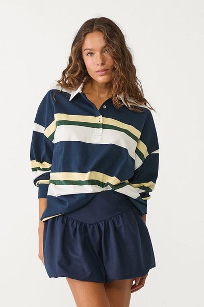 Stradivarius Oversize striped polo T-shirt