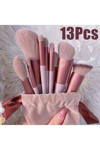 Canderel Pink 13 Piece Portable Professional Makeup Brush Beauty Set