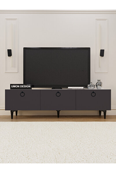 umondesign Roma Tv Ünitesi 150 Cm Üç Kapaklı Raflı Ayaklı Tv Sehpası Çam - An...