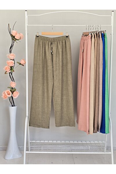 ENDAMIM Linen Pant Large Size Comfortable Fit Without Cover Waist Elastic Size 40-50