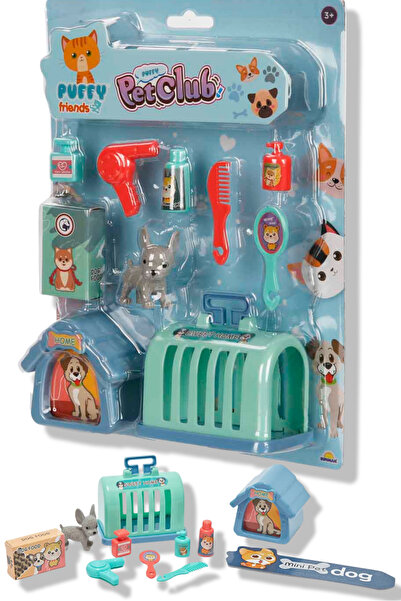 TOYFEST Mini Köpek Bakımı Seti Aksesuarlı 10 Parçalı - Gri Köpek