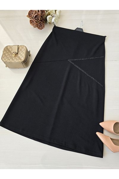 ENDAMIM Plus Size Stretchy Knee-Free Non-Fading Scuba Detail Skirt