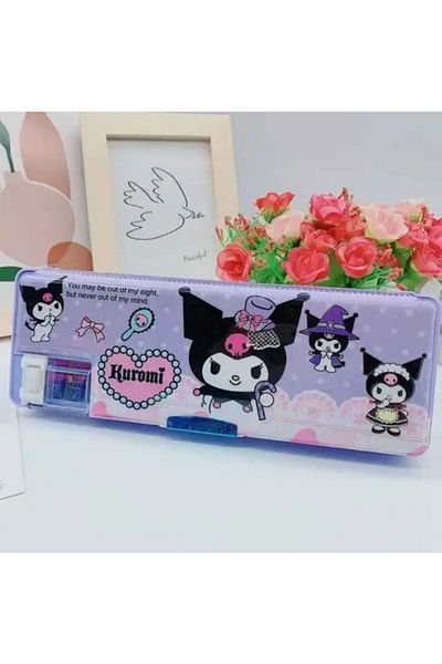 ExtremeGoodShop Hello Kitty Kuromi My Melody Husă multifuncțională pentru creion cu ascuțitor de creion Sanrio în stil coreean Kawaii