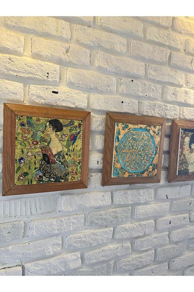 woodhomeworks Комплект от 3 панела за картина с рамка от масивно дърво, 26X26