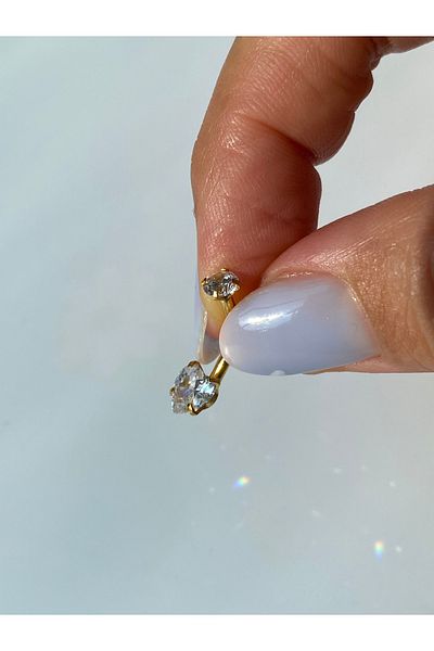 kurukafagift Navel Piercing Steel Zircon Stone Heart Model